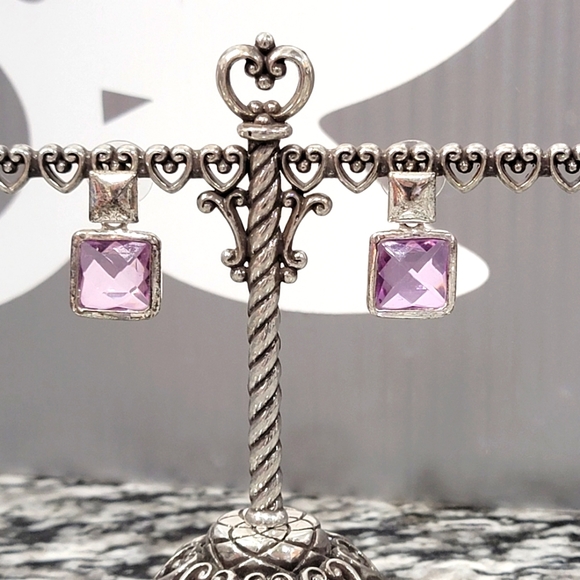 Brighton Jewelry - RETIRED BRIGHTON AMETHYST POST DANGLING EARRINGS